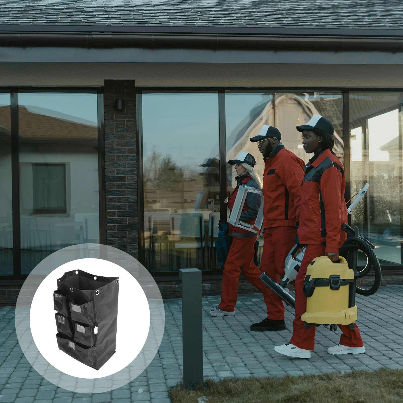 

Cleaning Cart Bag High Capacity Waterproof Oxford Cloth For Hotel Housekeeping Caddy Rolling Janitorial Cart Organizer