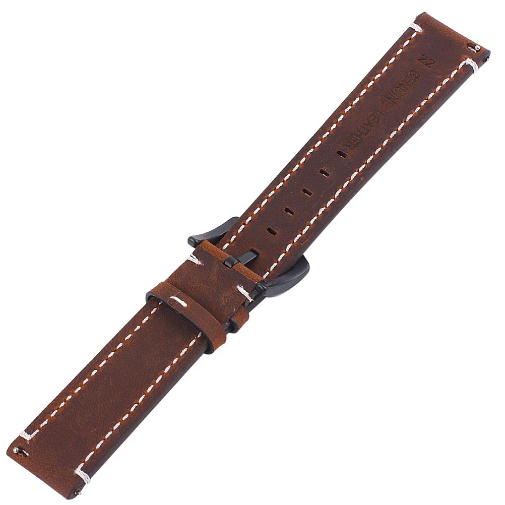 

1pc 20Mm Watch Strap Retro For Moto Gear S3 Dark Brown Vintage Replacement Band Watch Accessories