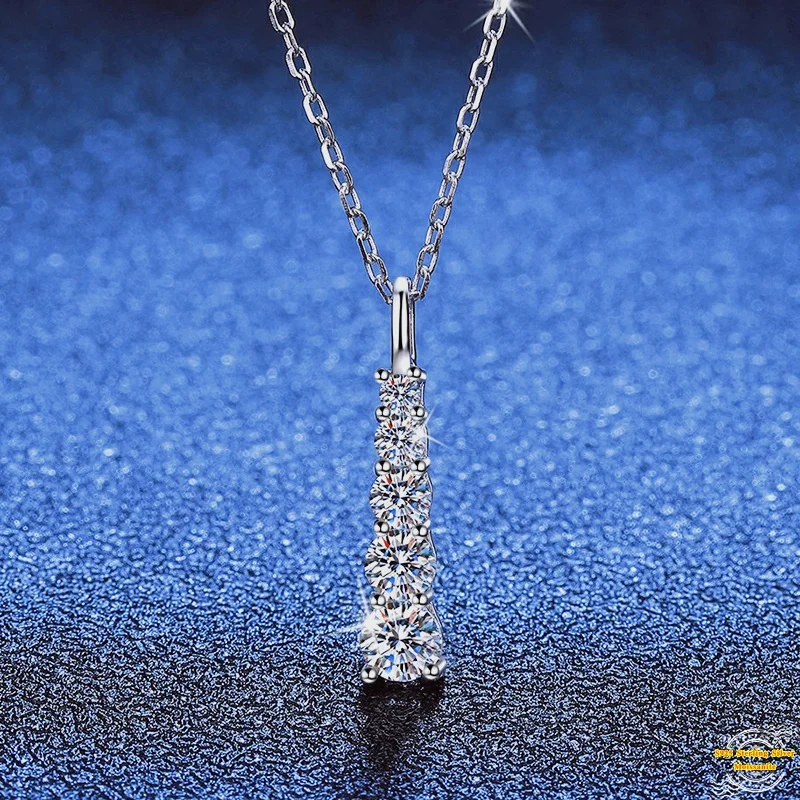 

0,69 карата Муассанит S925 Серебряный ожерелье-кулон для женщин с платиновым покрытием и геометрическим шармом, модные ювелирные изделия, оптовая продажа