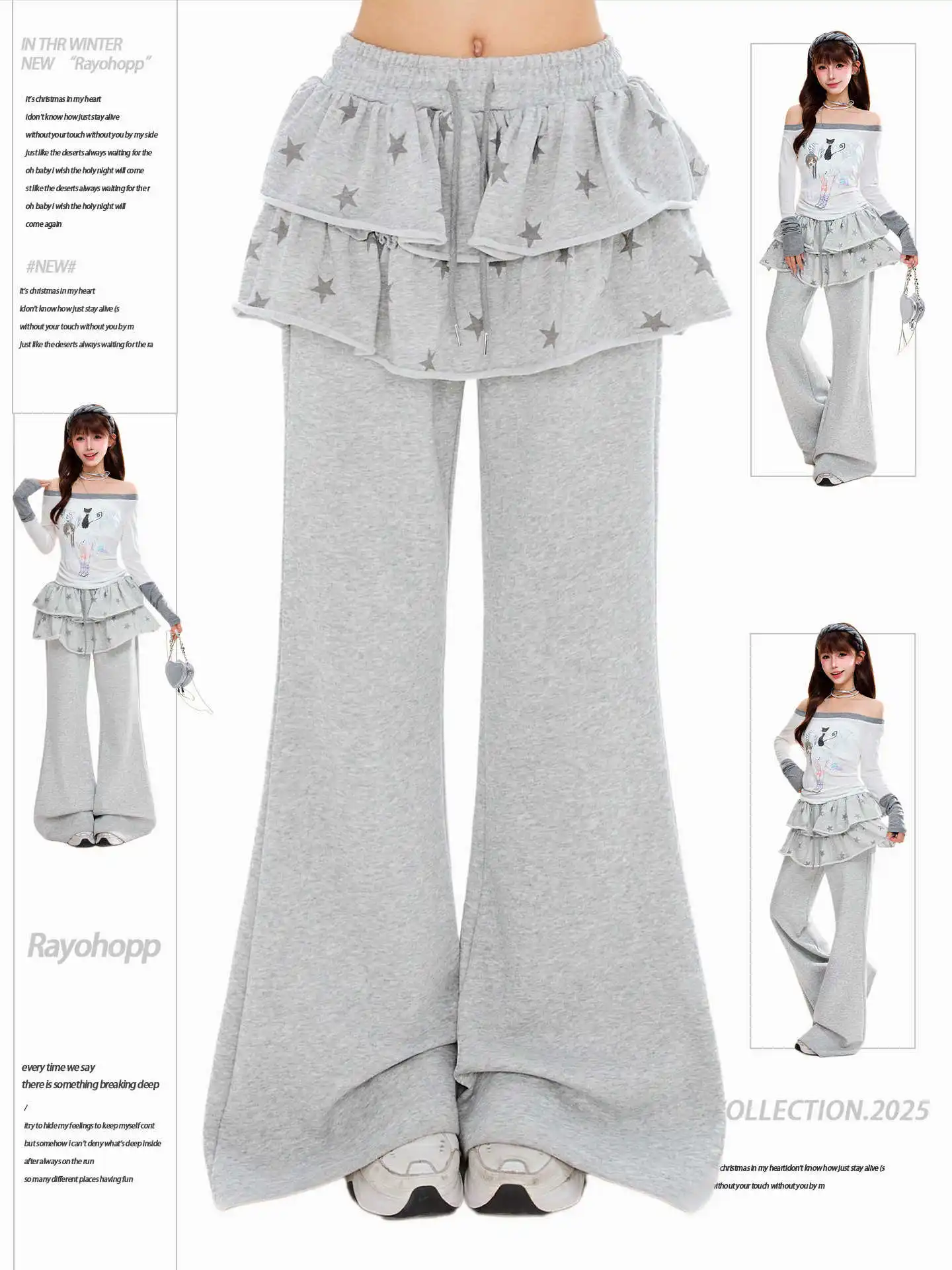 Damen Schlaghose Kpop Designer 2000er Abi Bell Bottom Lange Hose Japanischer Y2k Grunge High Street Grunge Gyaru Jogger Punk