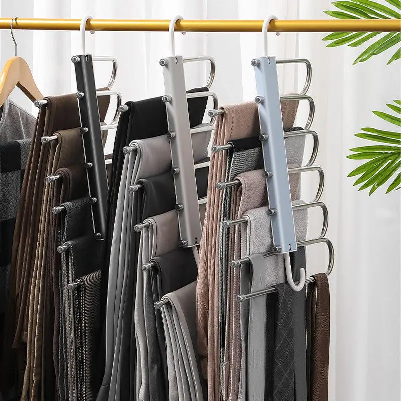 

Pants Hanger Multiple Layers Pants Rack Space Saving Clothes Hangers Multifunctional Pants Organizer Rack Household Supplies