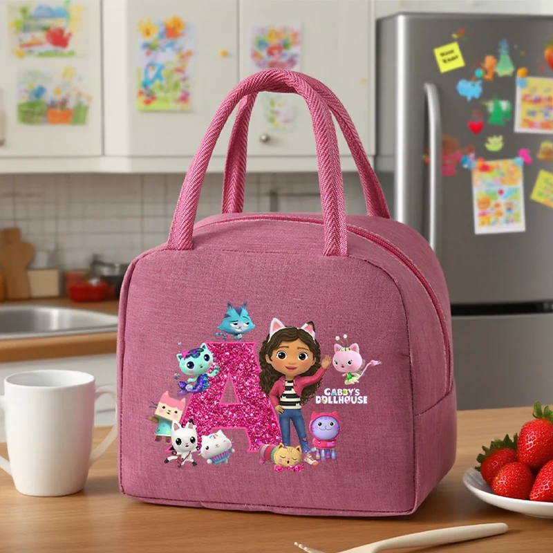 

Gabby Dollhouses Lunch Bag girl boy Insulation Bento Pack anime Thermal food bag cute Meal Pack IcePack Kids Bento Lunch Handbag
