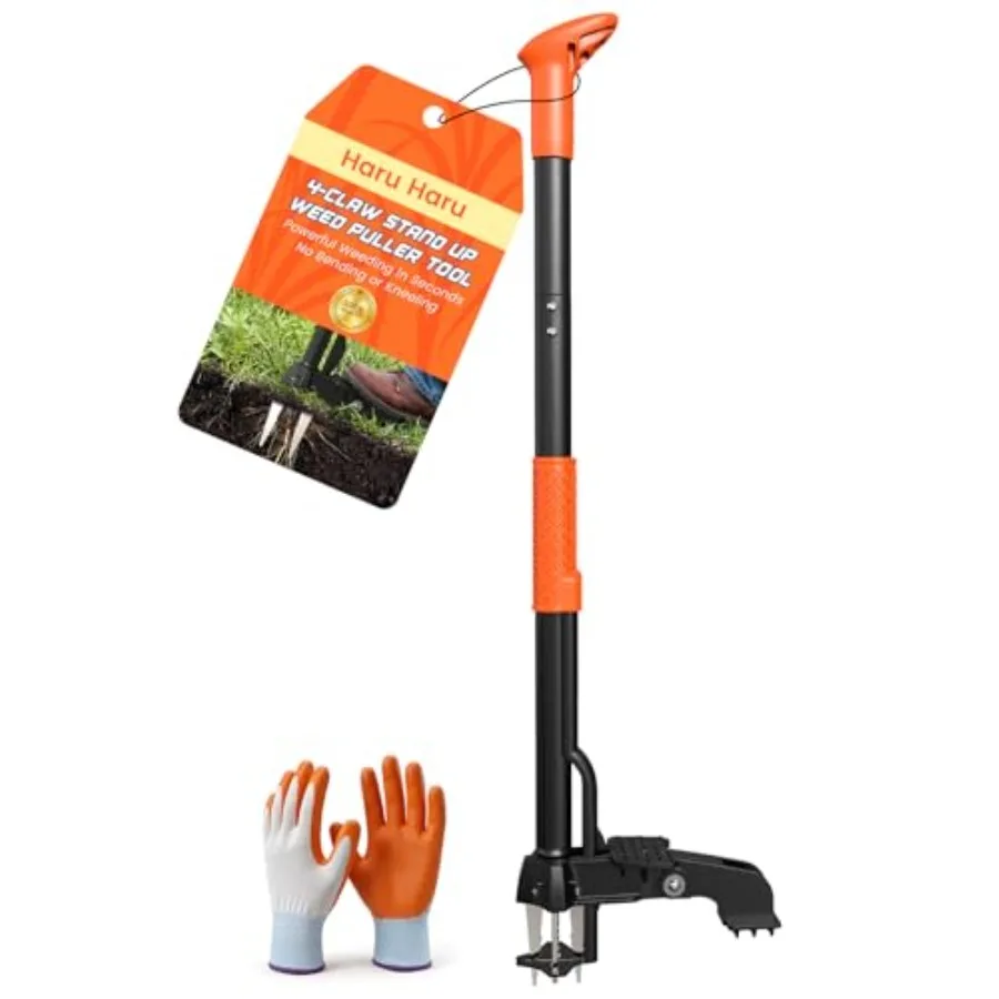 

Weed Puller Tool 4-Claw Stand Up Weed Remover tools with Ergonomic Long Handle/Foldable Foot Pedal/Easy EjectHeavy Duty Garden