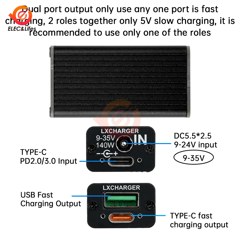 QC4.0 PD3.0 USB Type-C Mobile Phone Quick Charge Adapter 9-35V 140W Step Down Buck  Module for Huawei SCP/FCP Apple PD Qualcomm