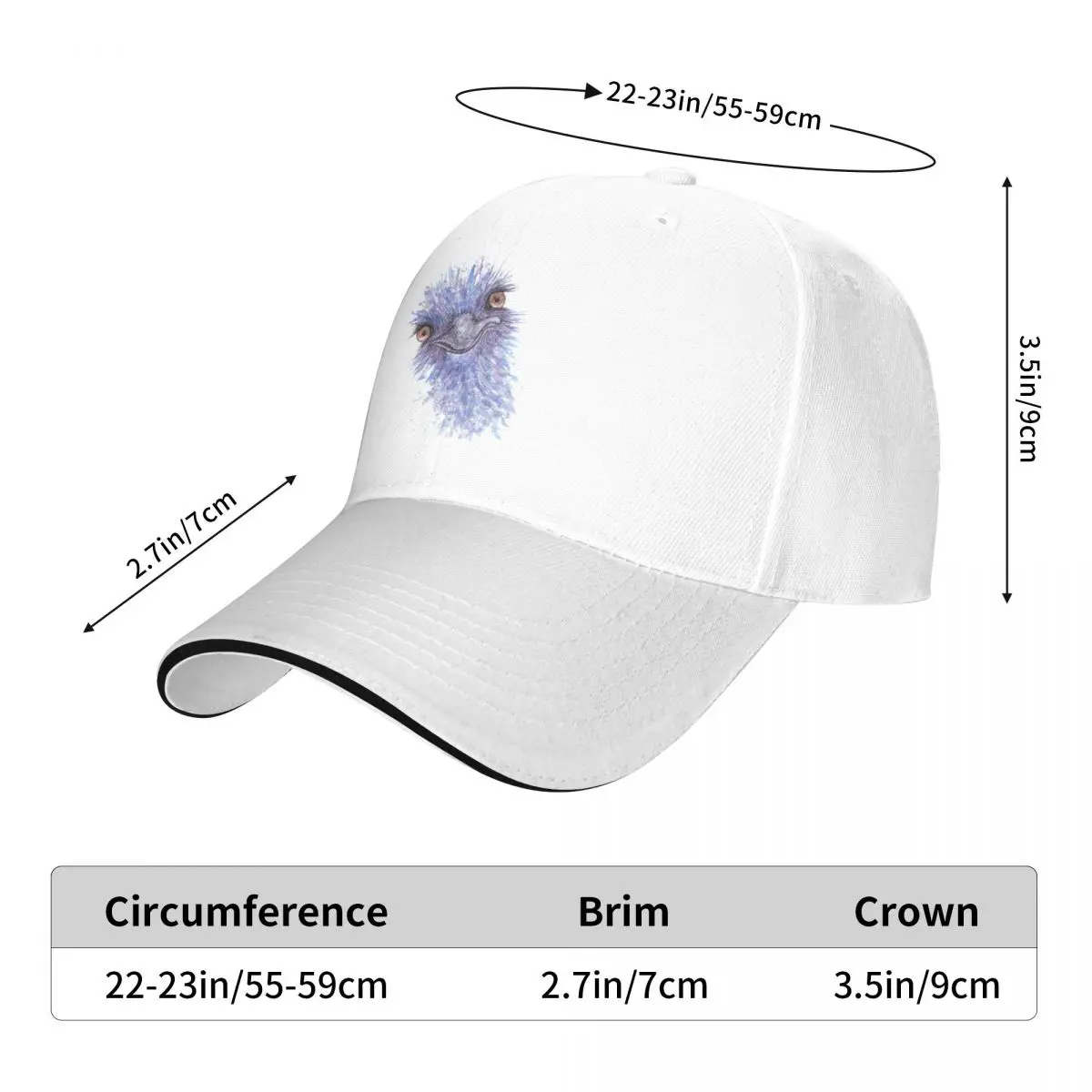 Friendly Australian Emu Watercolor Closeup Portrait Cap Baseball Cap baseball caps new in the hat cap for women Men's