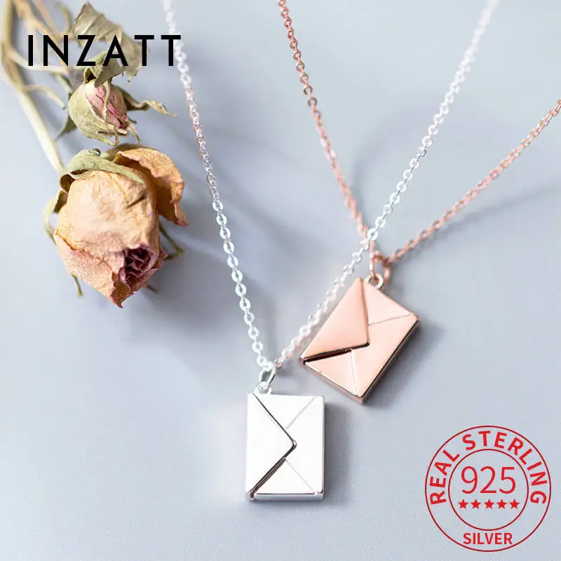 

INZATT Real 925 Sterling Silver LOVE YOU Envelope Pendant Necklace For Fashion Women Fine Jewelry Cute 2024 Accessories