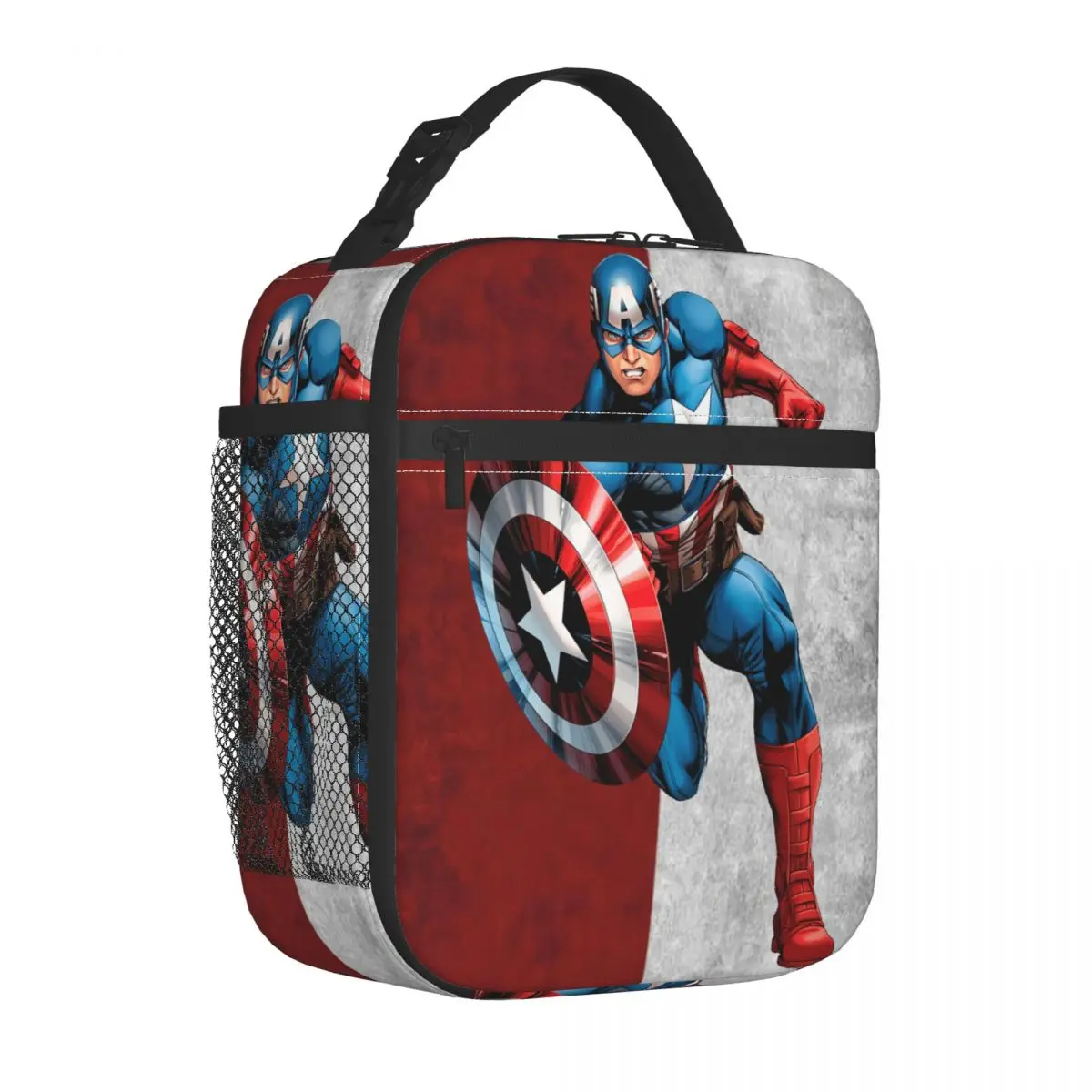 Custom Captain America Resuable Lunch Box for Women Waterproof Cooler Thermal Food Insulated Lunch Bag Kids School Children