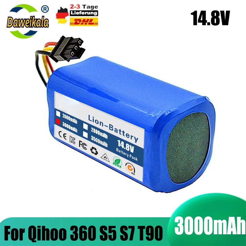 Battery For Qihoo 360 S5 S7 S7Pro T90 X9 3000mAh 14.4v Robotic Vacuum Cleaner Replacement Batteries Part