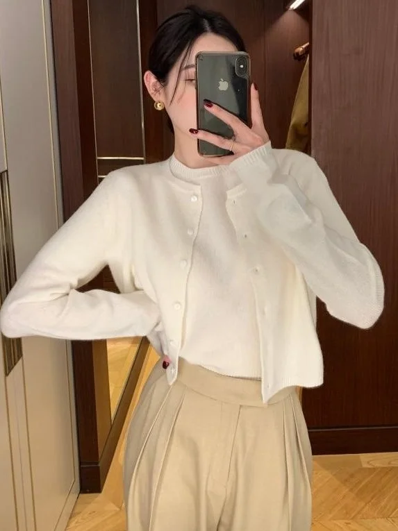 

Шикарный осенне-зимний вязаный топ ort Sve, женский круглый свитер Ne Long Sve, кардиган Ele, комплект из двух предметов для молодых девушек