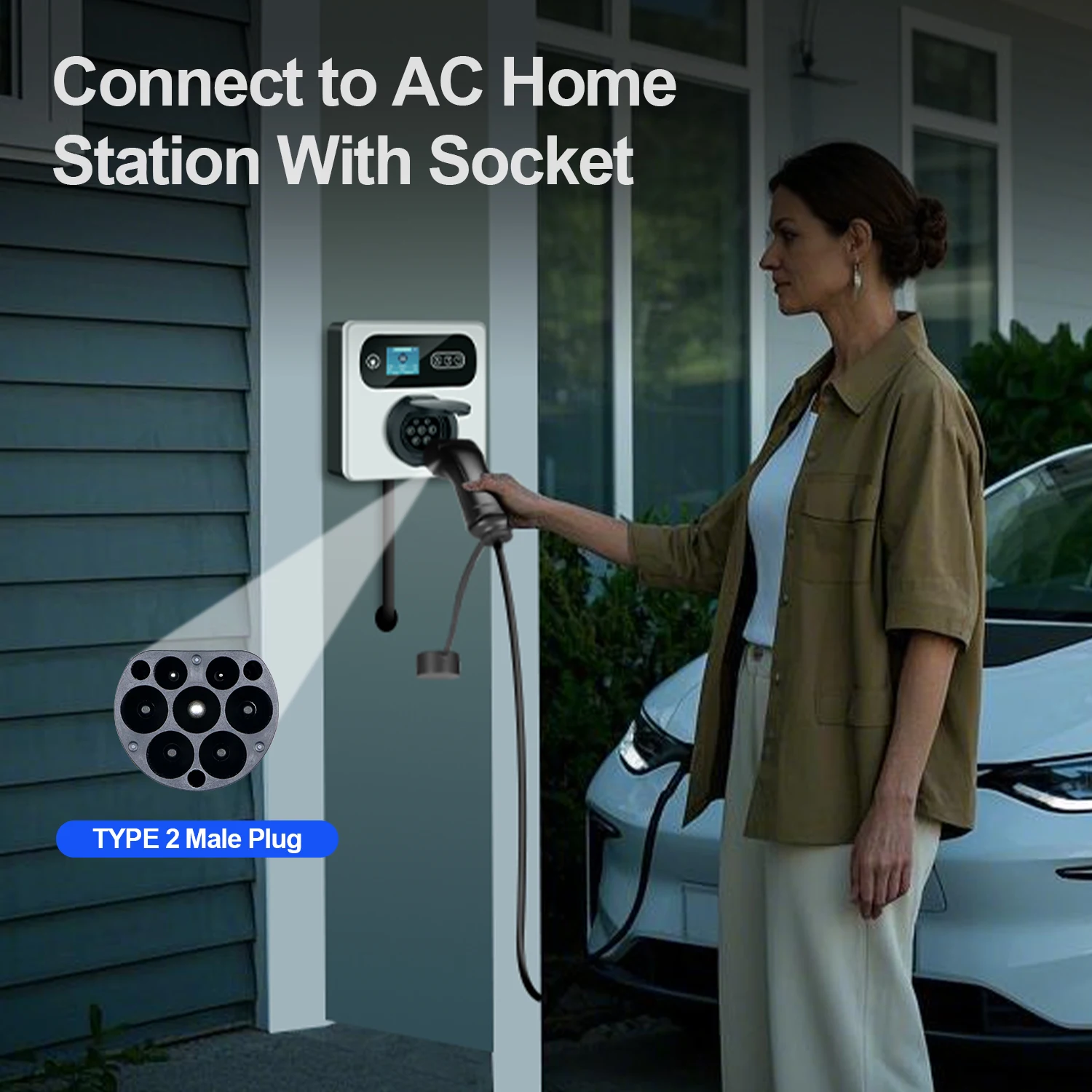 Kolanky Type2 EVS Мужской разъем для зарядного устройства для электромобилей Подключение к зарядной станции EV 1/3 фазы 16/32A IEC 62196-2 Разъем для зарядного устройства для электромобилей 22 кВт Макс.