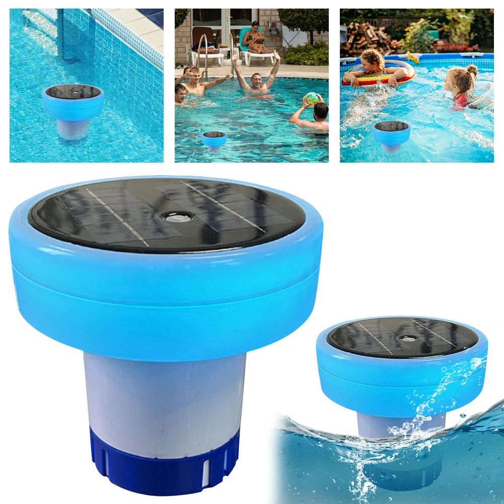 Ioniseur solaire pour piscine, combo lumineux, support d'ine, nettoyeur de piscine, livraison chimique réglable, anti-naufrage, spa, bain à remous, 7 couleurs