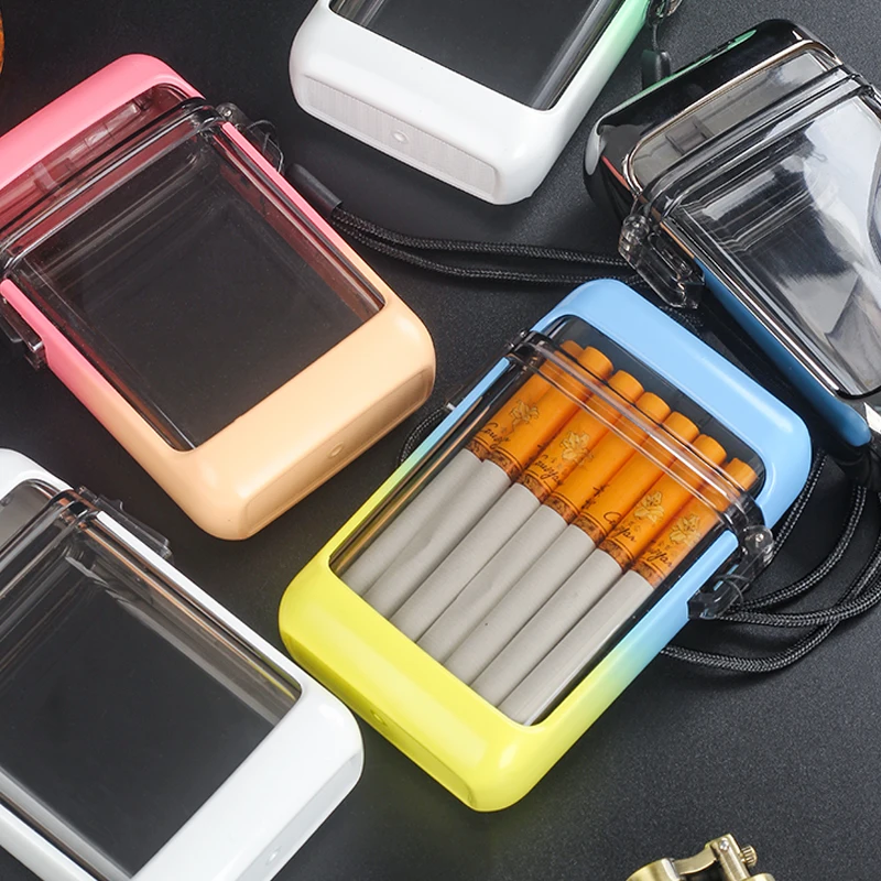 Free Shipping Multi Color Top Flip Open Plastic Cigarette Case Pack Holder For Regular Cigarettes Travel Portable Cigarette Case