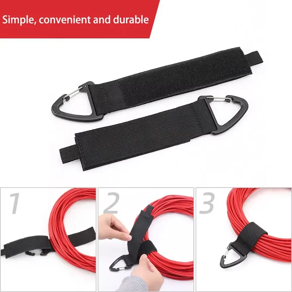 Heavy Duty Cable Nylon Hook Loop Cord Storage Straps with Carabiner for Cable Hose Reusable Wire Manager for Garage Home Camping