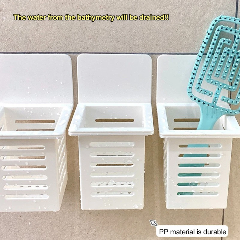 Toothbrush Holder Household Wall Self-adhesive Seamless Storage Rack Shaver Toothpaste Organizer Drain Shelf Bathroom Accessory