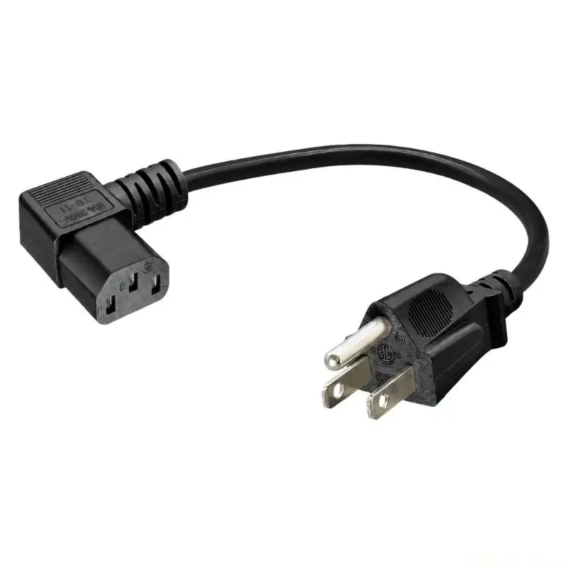 M5TD 3-Prong Angled Power Cable for Office Electronics with Matching Inlets