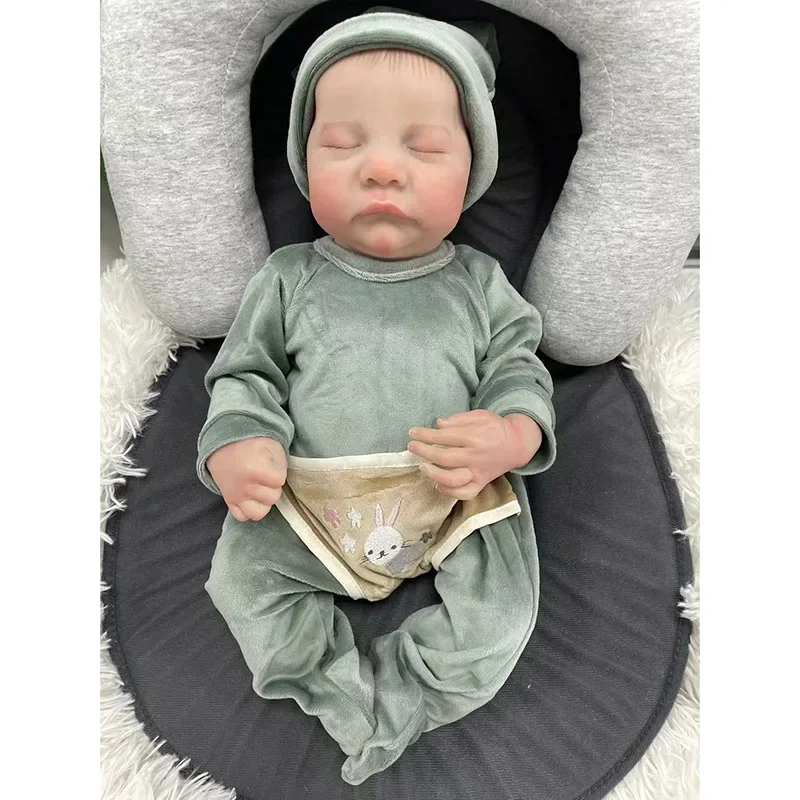 45cm Reborn Baby Doll Sleeping Newborn Baby Levi Multi-layers Painting 3D Skin Visible Veins Muñecas Bebes Reborn Dolls Juguetes