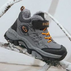 Scarpe invernali per bambini Stivali corti da ragazzo Moda Sneaker da esterno in peluche antiscivolo Stivali da neve per bambini Scarpe sportive da trekking in cotone