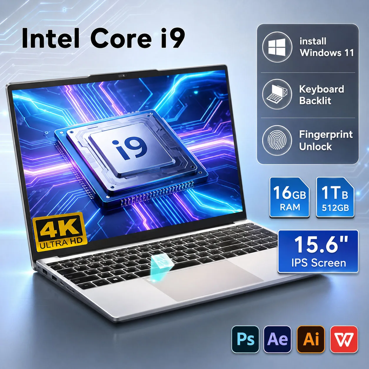 Ноутбук Core I9-10980HK, 16 ГБ ОЗУ, SSD 1 ТБ/2 ТБ, клавиатура с подсветкой, функция разблокировки по отпечатку пальца, для игр и бизнеса, универсальный ноутбук
