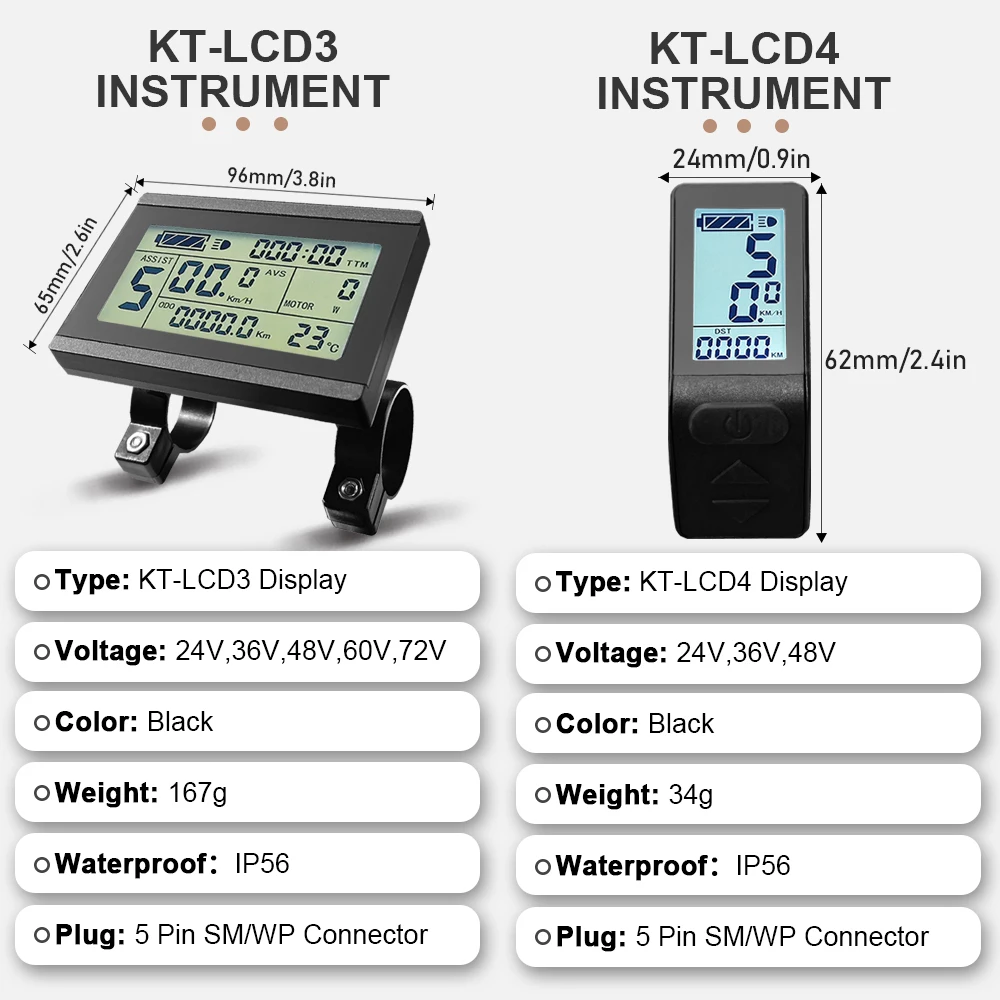 Electric Bicycle KT Display LCD3 LCD5 LCD7 LCD8H LED880 24V 36V 48V 72V Ebike intelligent Kunteng Display for Electric Bike Kit