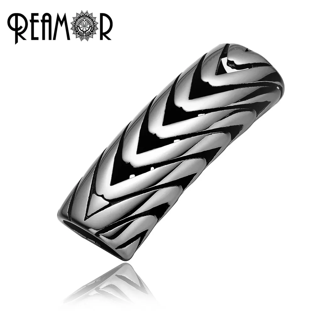 REAMOR 316l Stainless steel Intertwined Charm Beads 12*6mm Big Hole Beads for Flat Leather Bracelets Jewelry Making DIY Beads