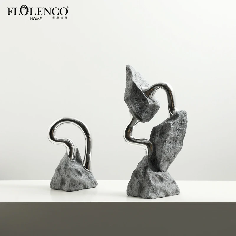 New Chinese-style modern abstract rock-pattern resin ornament for sales offices, hotels, and entrance decoration cabinets