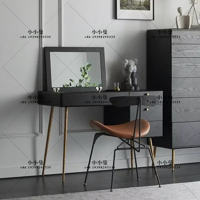 Natural Wood Vanity Table with Mirror Bedroom Aesthetic Makeup Desk Organizer Furniture Adult Dressing Table for Room