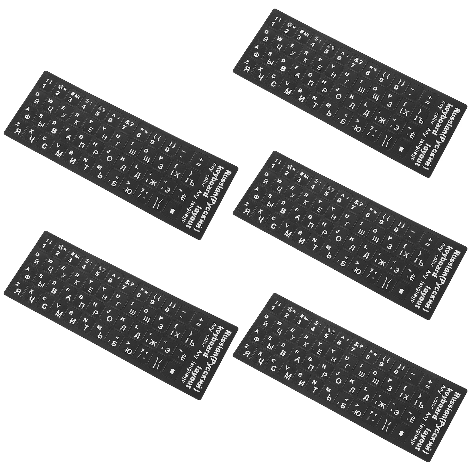 5 Sheets Computer Keyboards Film Labels Language Stickers Accessories Button Replacement Russian Black