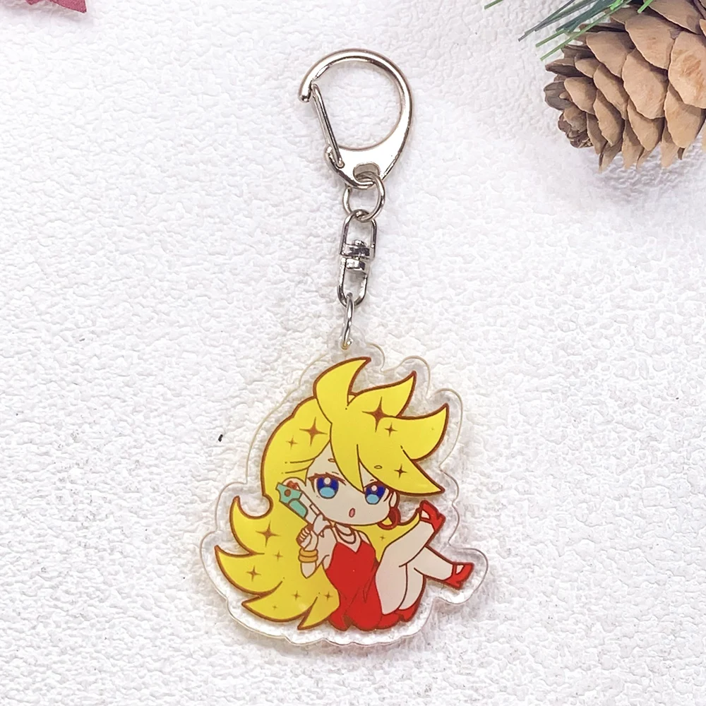 1/4Pcs Anime Panty & Stocking with Garterbelt Keychain Accessories Acrylic Charms Pendant For Bag Key Holder Backpack Decoration