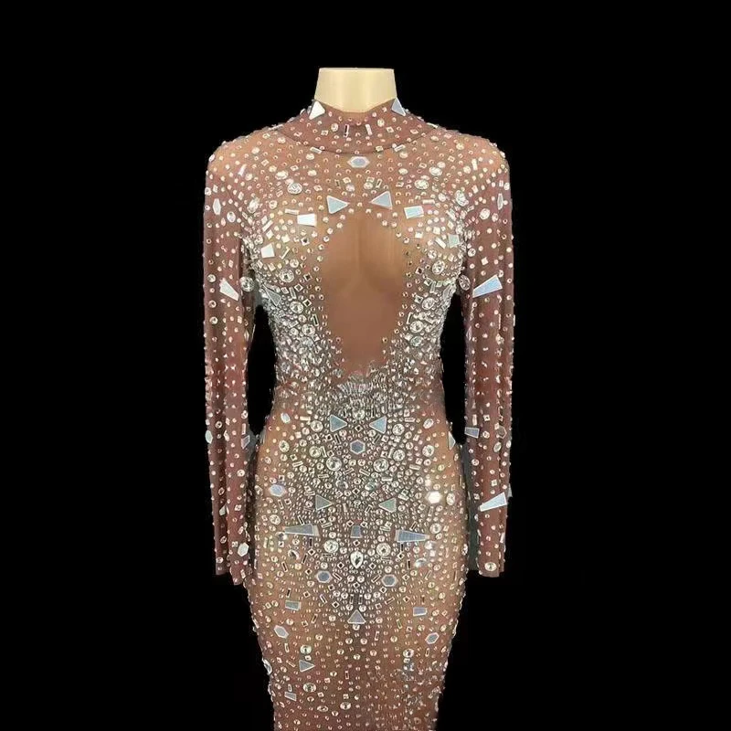 Women's Gorgeous High Luxury Evening Dress Sparkle Crystal Sequins Cocktail Dress Fashion Women Dresses for Party and Wedding