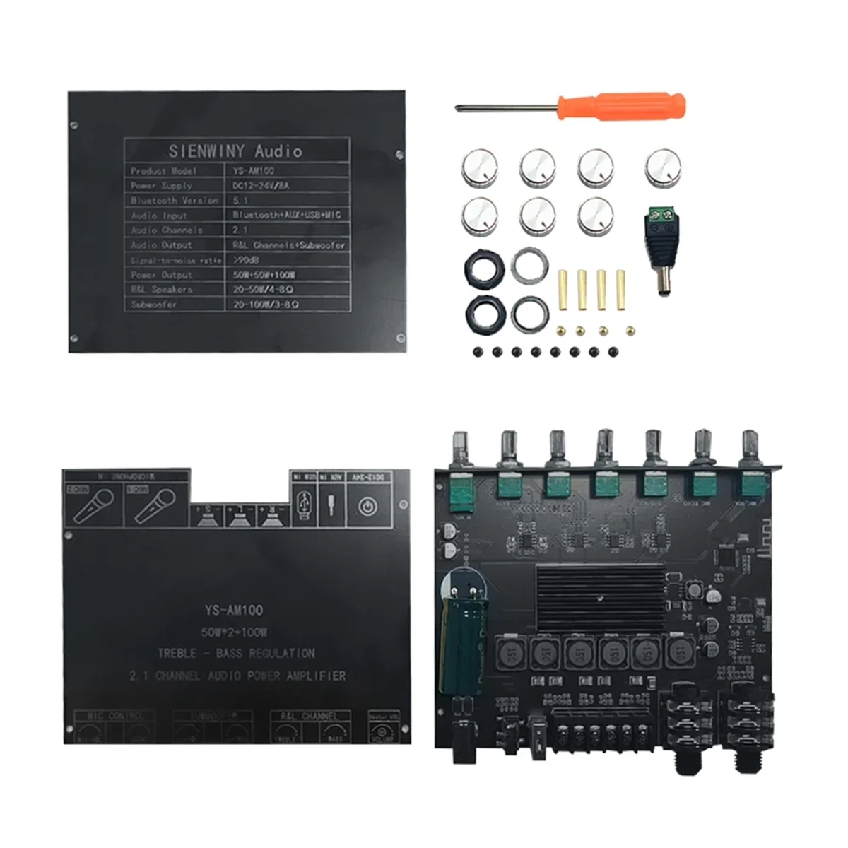 YS-AM100 KTV High Power Bluetooth Amplifier Board Microphone Sound All-In-One 2.1 Channel TPA3116D2 Amplifier Board