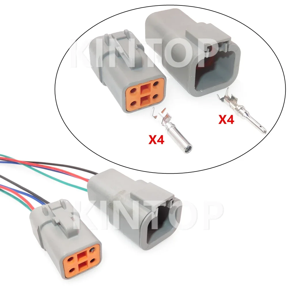 

1 Set 4 Pins AC Assembly Automobile Large Current Electric Cable Socket DTP06-4S DTP04-4P Car Engine Plastic Housing Sealed Plug