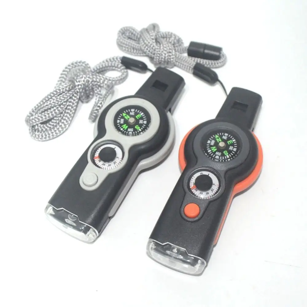 Emergency Outdoor Hiking Portable Magnifier Survival Whistle Safety Whistle Compass