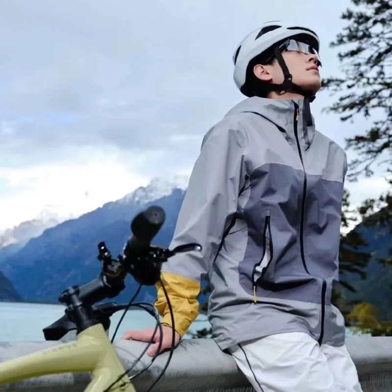 3-in-1 Protection Hardshell Outdoor Jacket - Unisex Colorblock Hooded Windbreaker for Spring/Summer Hiking & Cycling