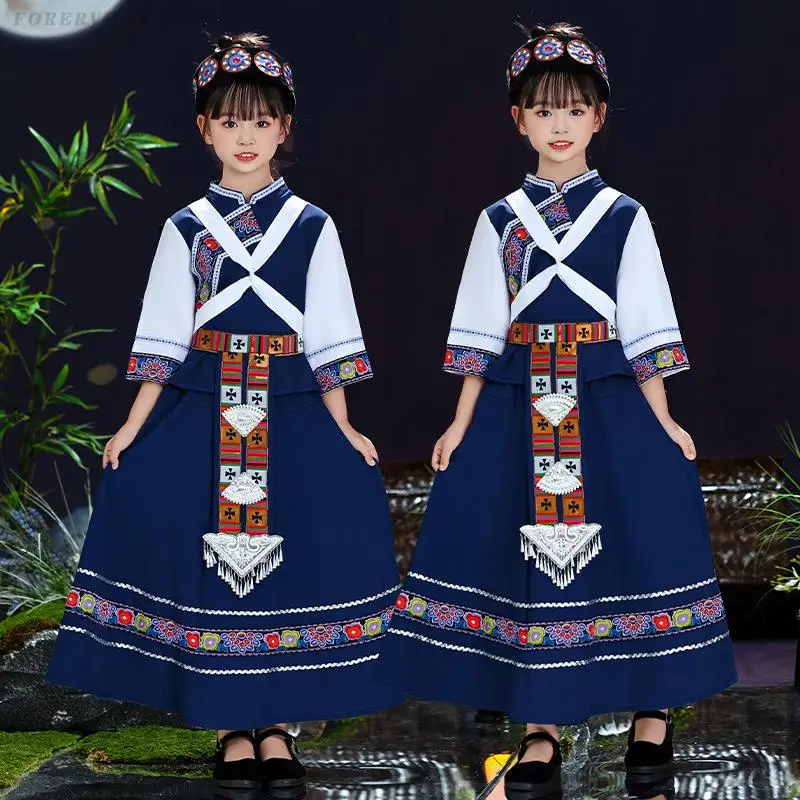 男の子 女の子 ミャオ族 モン族 ダンス衣装 子供用 民族衣装 ヴィンテージ 伝統的な中国の民族衣装 ステージパフォーマンス 民族衣装