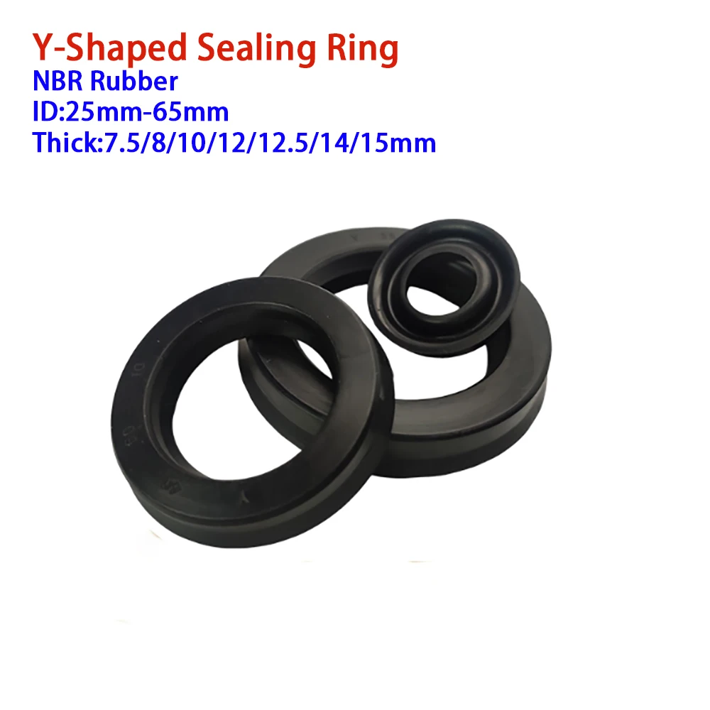 Black Y-Shaped High Temperature&Wear-Resistant Oil Seal Sealing Ring NBR Oil Seal Rubber ID 25mm-65mm Thick 7.5-15mm Seal Gasket
