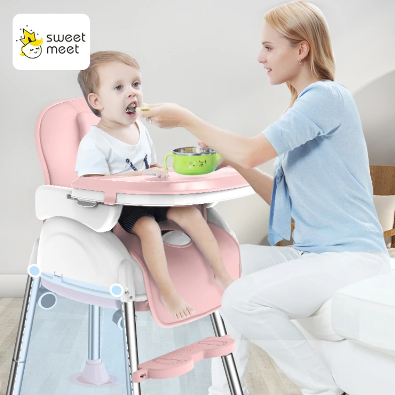 Multifunctional Baby High Chair with Tray and Cushion Adjustable Dining Booster Seat Newborn Infant Highchair Kids Feeding Chair