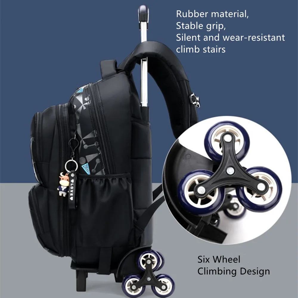 Laptop PC Backpack Schoolbag 3-6 Grade Boy Girls School Bag In Pupils Trolley Case Travel Luggage Pack Student Removable Handbag