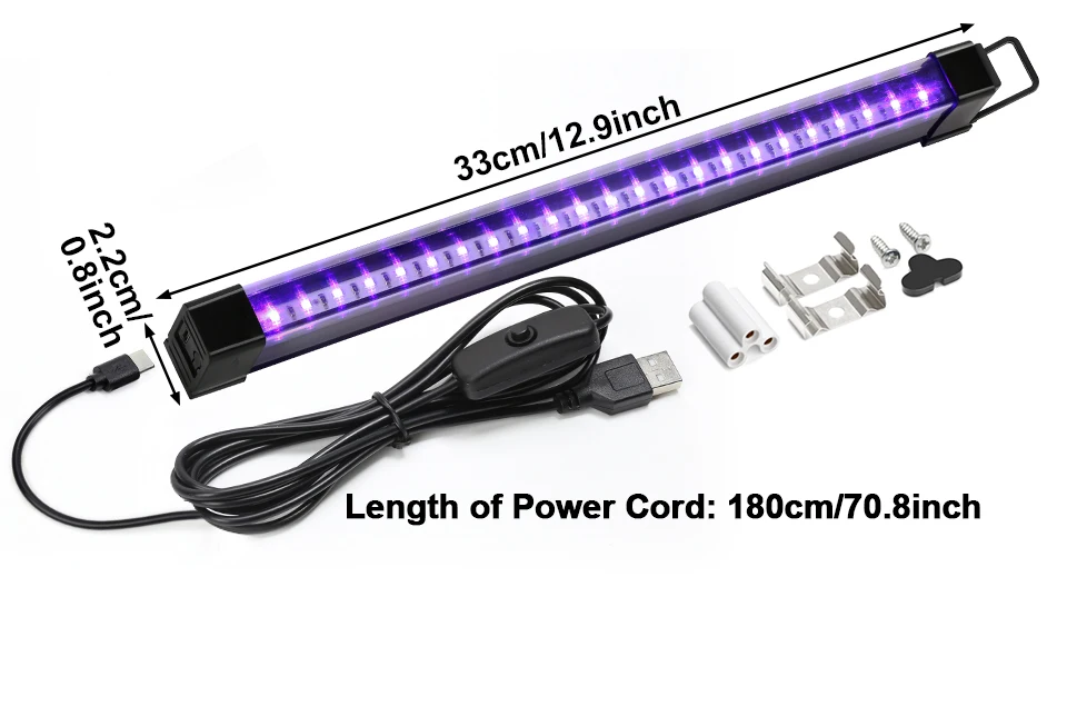 395-405nm Schwarz Licht LED UV Lampe Gel T8 Rohr 5V USB Stecker Ultraviolett Licht LED Bühne schwarzlicht UV LED Nagel Lampe Teile Wachsen – Detail 2