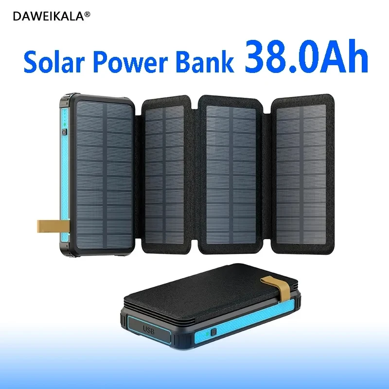 

Solar Power Bank Waterproof Outdoor Camping Portable Folding Solar Panels 5V 2A USB Output Sun Power For Phone Real capacity