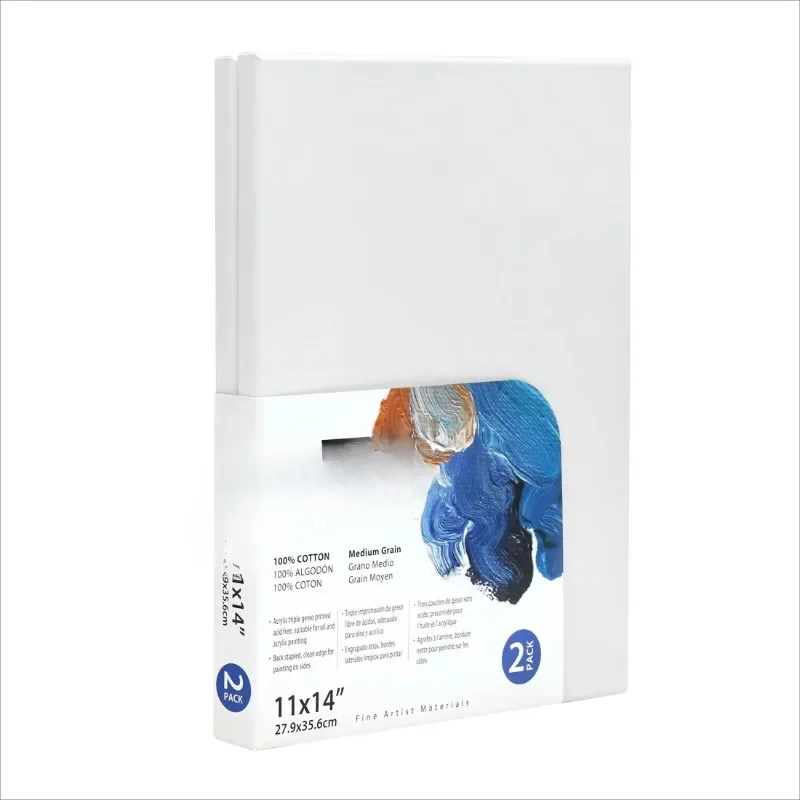 

NEW 11"X14", 2 Pack, 100% Cotton Acid Free, White, Deluxe Canvas, For All Skill Levels
