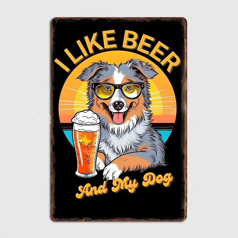 

Poster Retro Metal Posters Sign Garage Club Indoor Wall Room Decoration Home Decor I Like Beer And My Dog