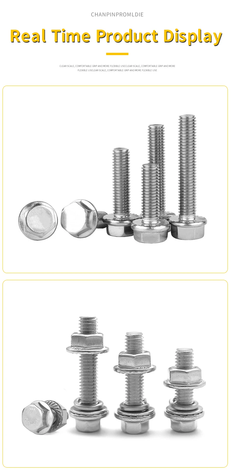 M6 m8 10,9 Edelstahl/Flansch Sechs kant schrauben und Mutter Set metrisches Gewinde Sechs kant schraube mit Flach-und Sicherungs scheiben Sortiment Kit – Detail 9