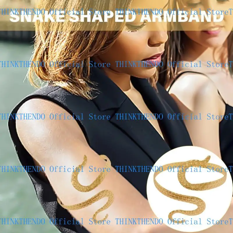 

39BB Coiling Snake Open Cuff Armband Upper Arm Snake Bracelet Female Wedding Party Jewelry Lady Nightclub Clothing Accessory