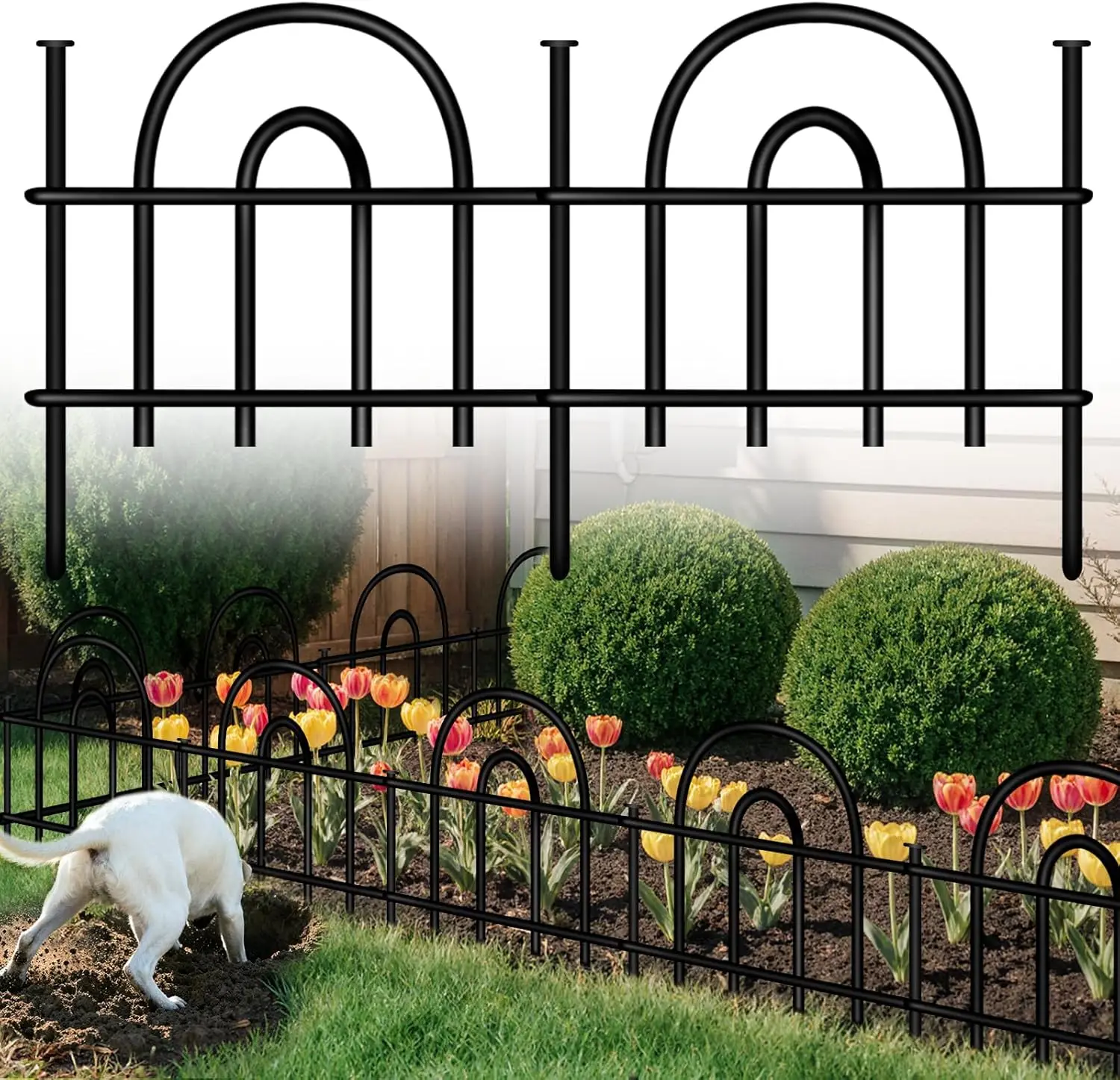 

Decorative Garden Fence, 15 Panels No Dig, 21.25ft x 13in Animal Barrier for Dogs Rabbits, Rustproof Metal Arched Outdoor Yard