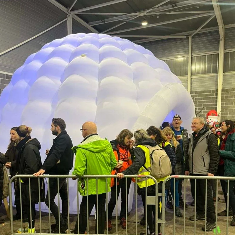 خيمة قبة مناسبة قابلة للنفخ في الأماكن المغلقة، هيكل قبة بيضاء قابلة للنفخ، خيمة كروية قابلة للنفخ مقاومة للرياح #5