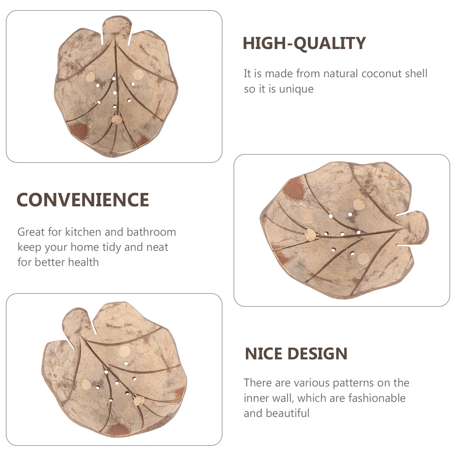 

Wooden Soap Holder Maple Leaf Design Decorative Bathroom Tray Storage Box Natural Rustic Creative Drain Dish Coconut Shell Style