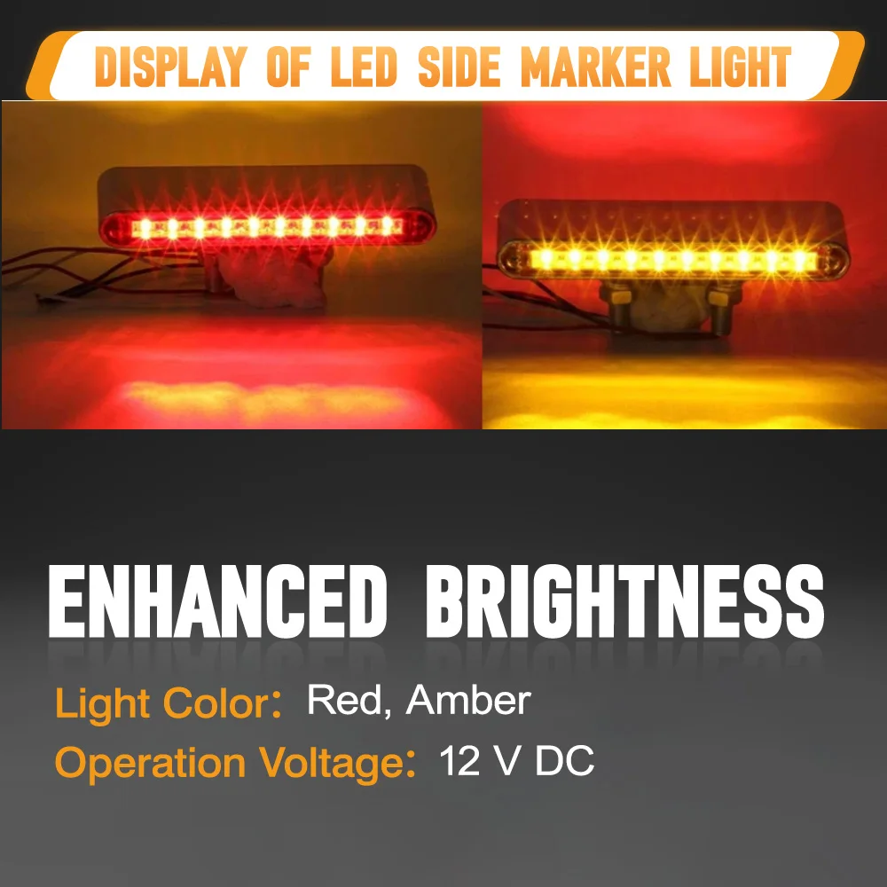 12 فولت 2 قطعة LED مزدوجة الوجه الجانب ماركر ضوء بدوره إشارة مؤشر ضوء مقاوم للماء 40LED للدراجات النارية الطرق الوعرة 4x4 شاحنة مقطورة #2
