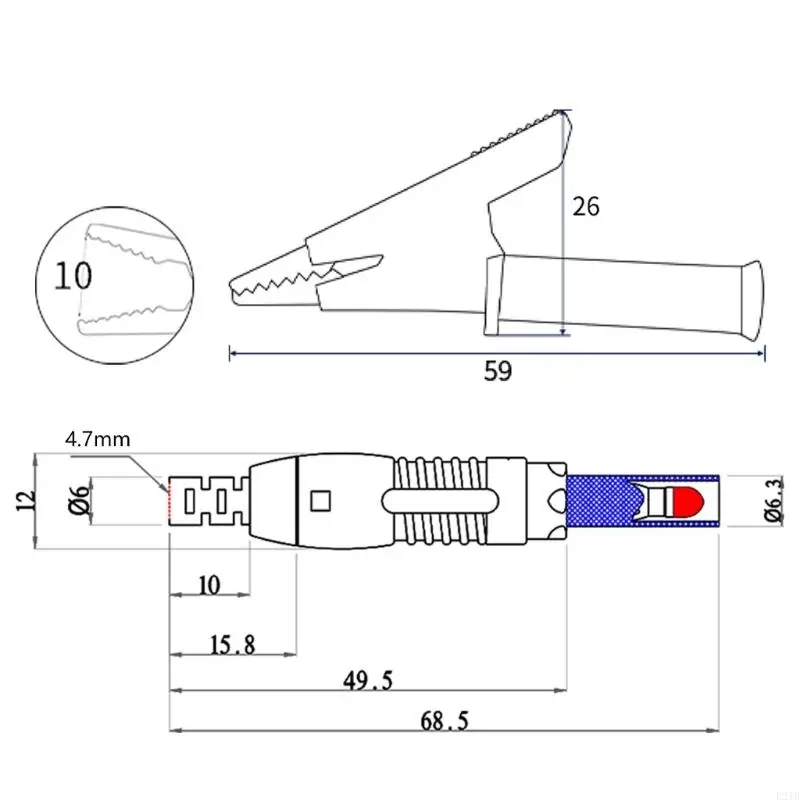 E21B Pack Of 2 Safety Test Leads with Banana plugs & Alligators Clip 100cm Length