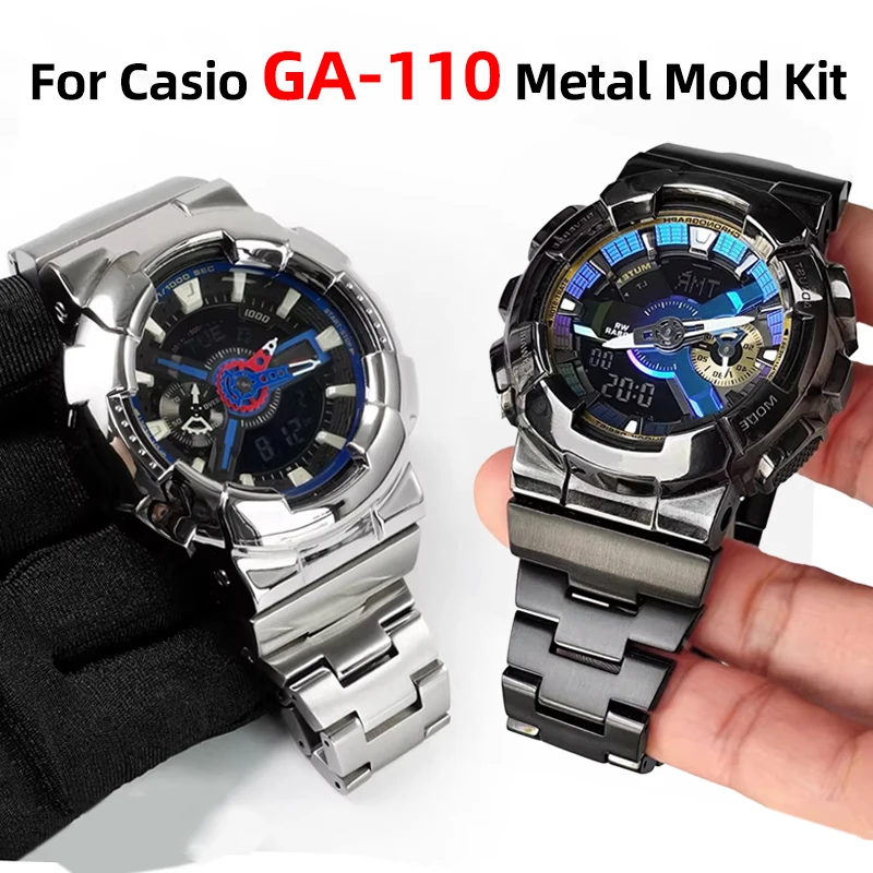 

Для Casio G-shock Ga-110/100/120: Комплект для модификации Ga110gb/100/120/140, цельный металлический браслет из нержавеющей стали для часов, мужской ремешок-браслет