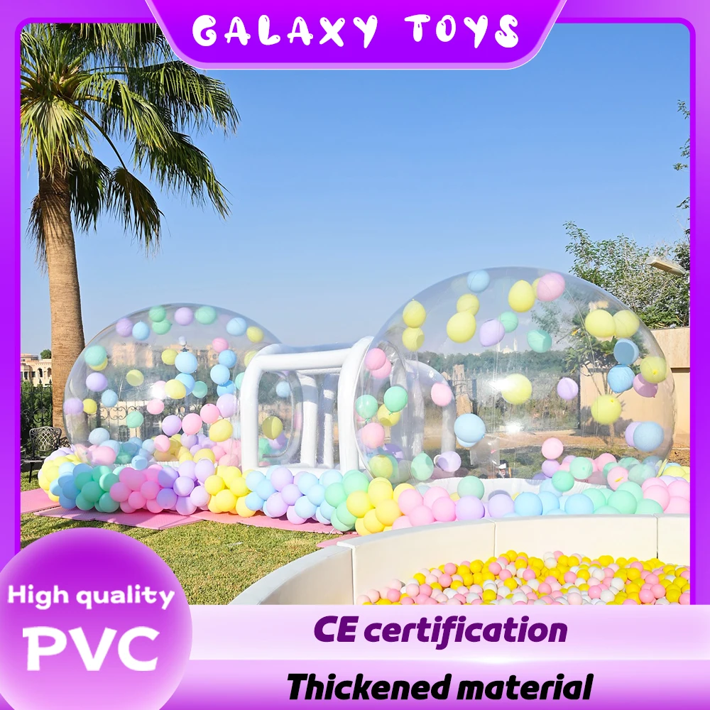 

Outdoor Transparent PVC Kids Play Dome Tent Inflatable Double Bubble House with Blower for Birthday Party Trampoline & Gifts